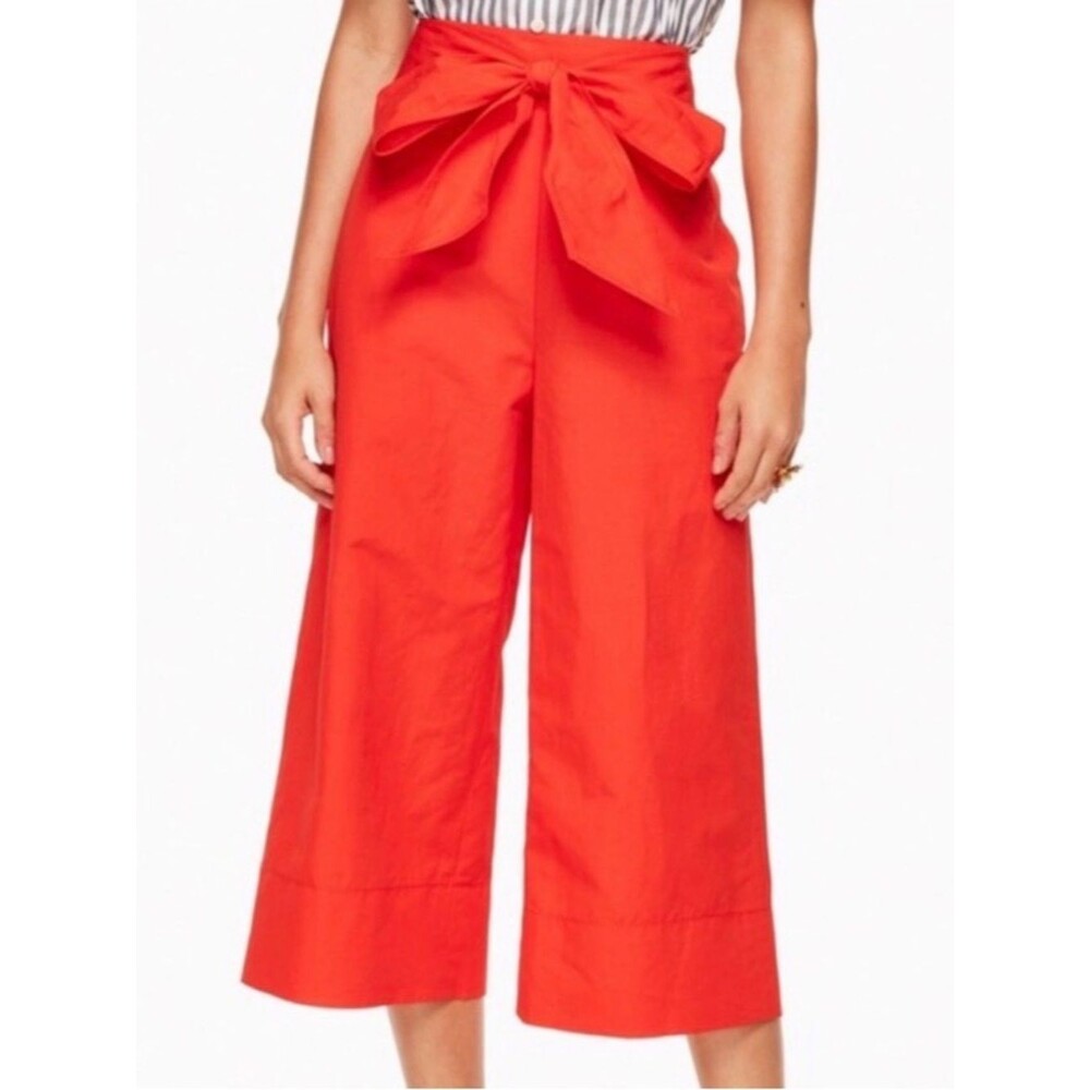 Kate Spade Cherry Pepper Slub Linen/ Cotton Colotte Scenic Route Pants Size 2